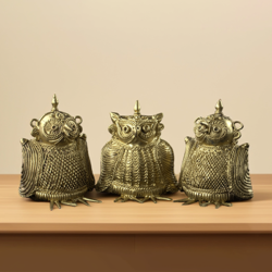 The Handmade Dokra Owl Bras Home Decor from West Bengal (1PC)