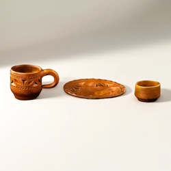Cup and Plate Hand-Made Clay Poramati