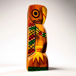 Hand-painted & Crafted Burdwan Wooden Owl Sculpture