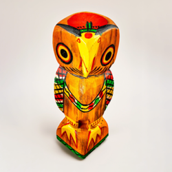 Hand-painted & Crafted Burdwan Wooden Owl Sculpture