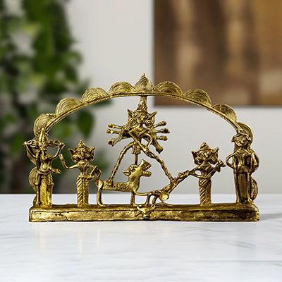 Goddess Durga Figurine Dhokra Brass Sculpture