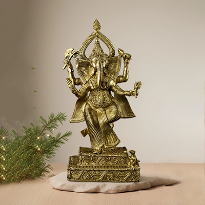 Lord Ganesha Figurine Dhokra Brass Sculpture