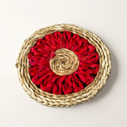 Handmade Red Jute Coasters (Set of 4)