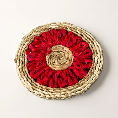Handmade Red Jute Coasters (Set of 4)