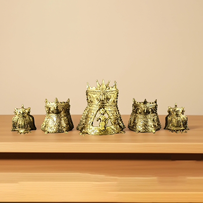 Wise Owl Family Dhokra Brass Sculpture