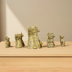 Wise Owl Family Dhokra Brass Sculpture