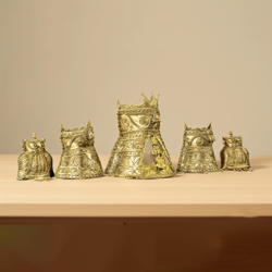Wise Owl Family Dhokra Brass Sculpture
