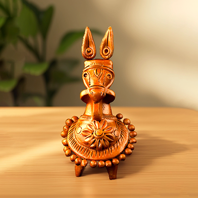 Kathakali Terracotta Horse Hand-Made Poramati Clay Sculpture