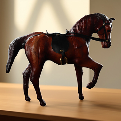 Equestrian Elegance Leather Horse Statue