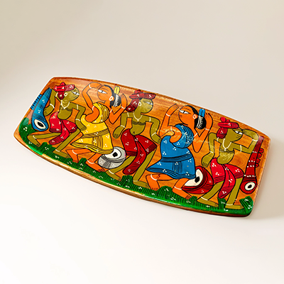 Vibrant Pattachitra Dancing Handpainted Tray